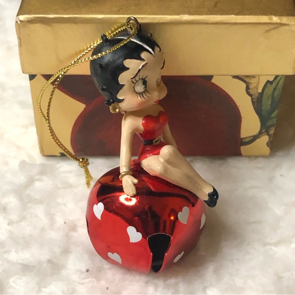 Vintage KFS/FS Betty Boop Red Bell W/Hearts Blue Figurine Ornament, Rare - Picture 4 of 10